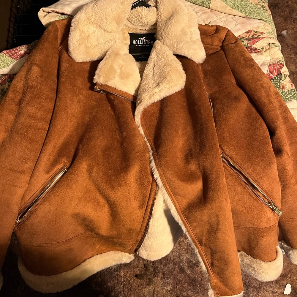 Hollister Faux Fur Suede Biker Jacket